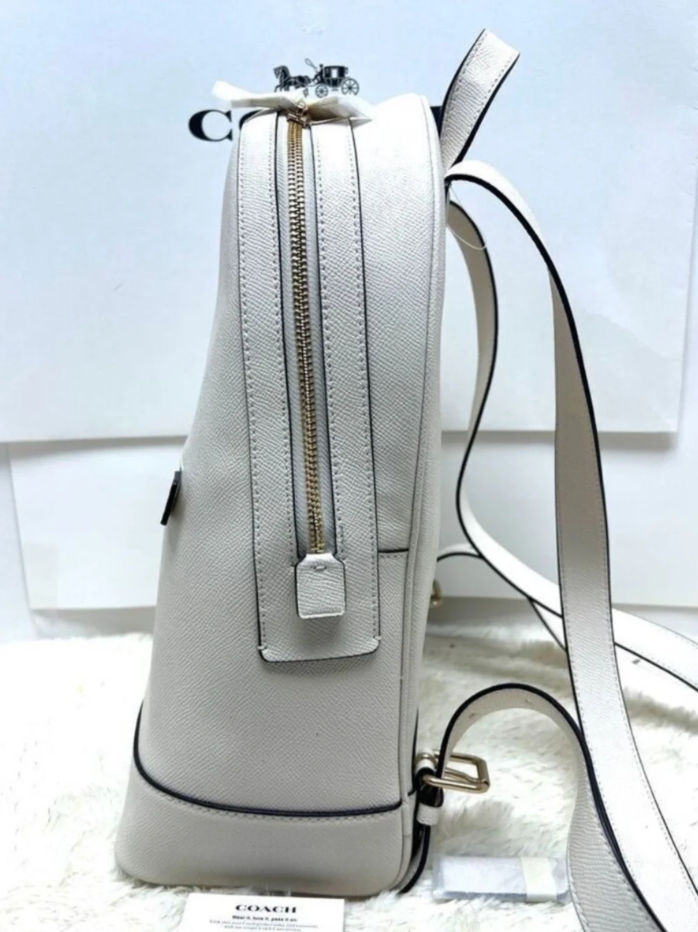 Coach Kenley Chalk White Pebbled Leather Mini Backpack
